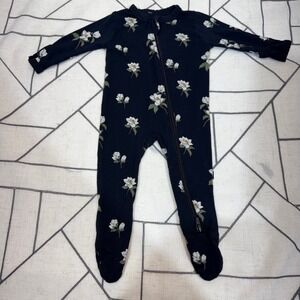 Kyte Baby Midnight Magnolia Bamboo Footie Sleeper Newborn Floral Zipper Pajamas